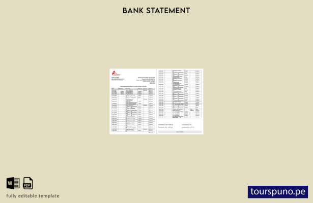 listo para imprimir plantilla de páginas de Word de extracto bancario de la ciud